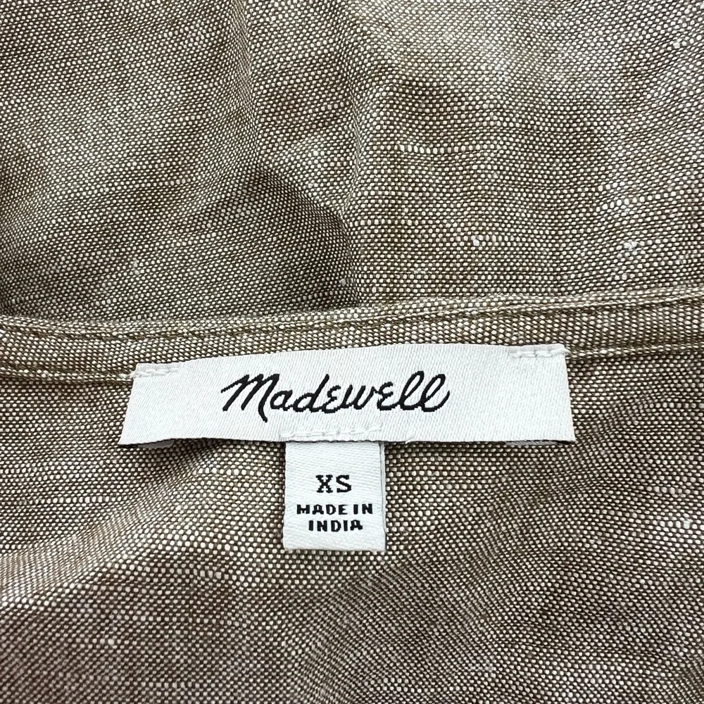 Madewell Linen-Blend Alexandra Button-Front Mini Dress, Olive Branch, size XS - Picture 8 of 11